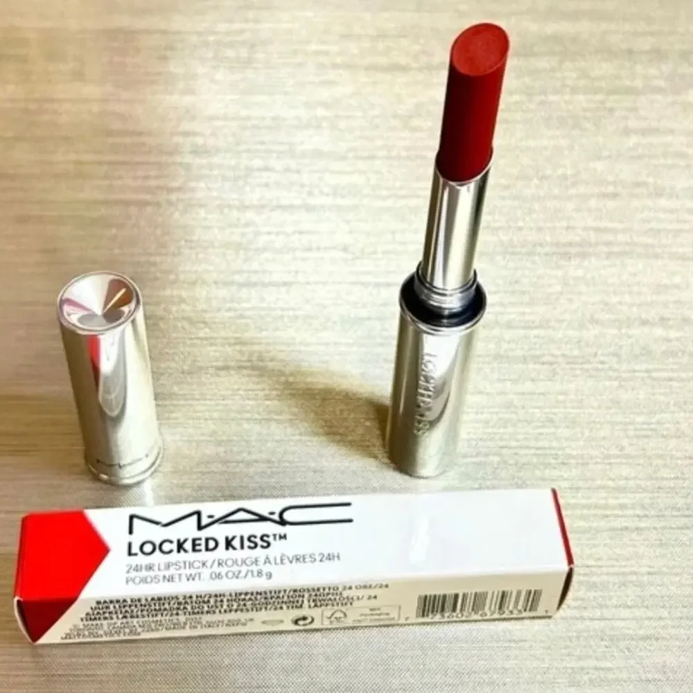 MAC LOCKED KISS 24HR LIPSTICK in VICIOUS (burnt‎ orange) F/S .06 Oz. NEW …